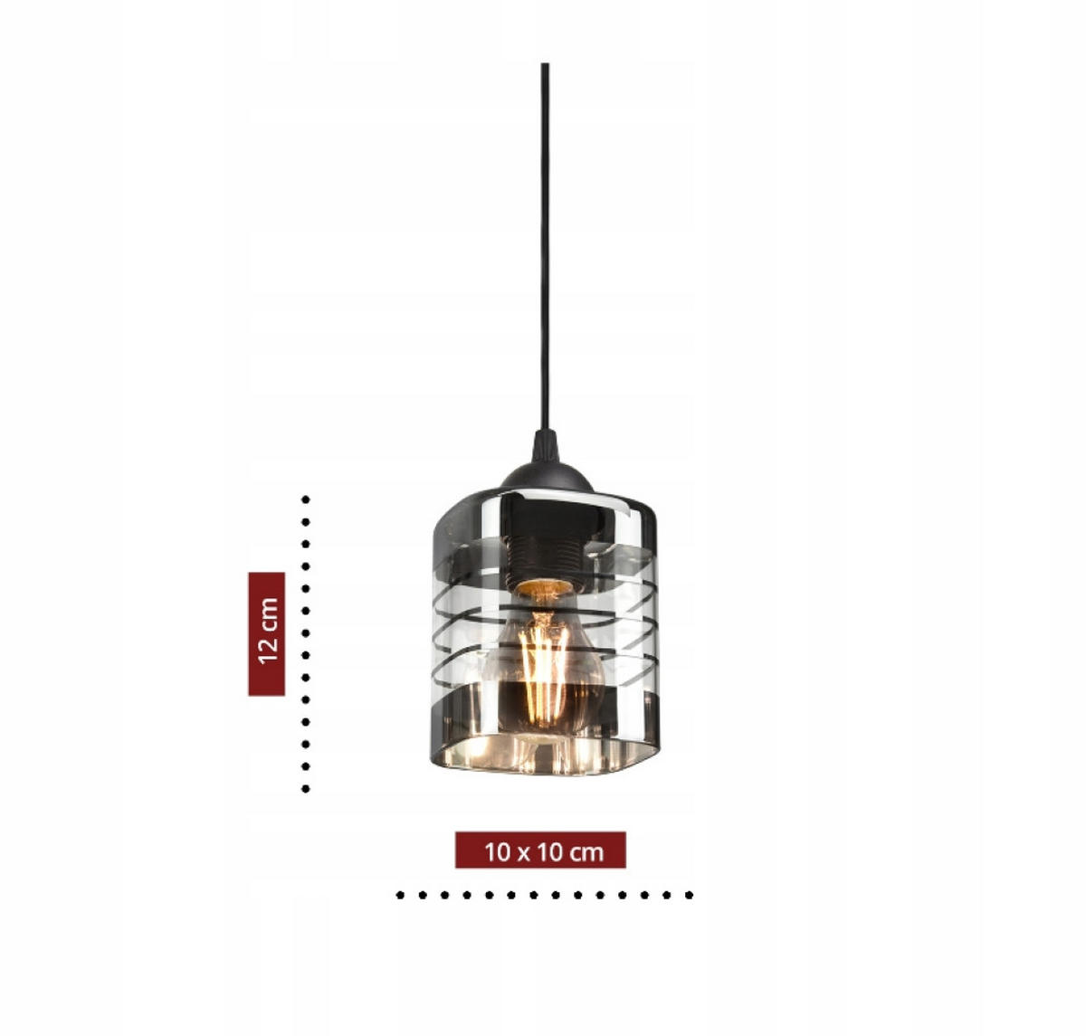 DECKENLEUCHTE TRAGLAS - Transparent/Schwarz, Glas/Metall (30/30/30cm) - kiki design