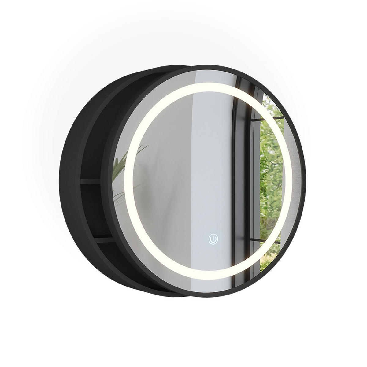 KOUPELNOVÁ ZRCADLOVÁ SKŘÍŇKA Silva Černá 50 x 50 cm s 5 úložnými prostory - černá, sklo (50/50/13cm) - Vicco