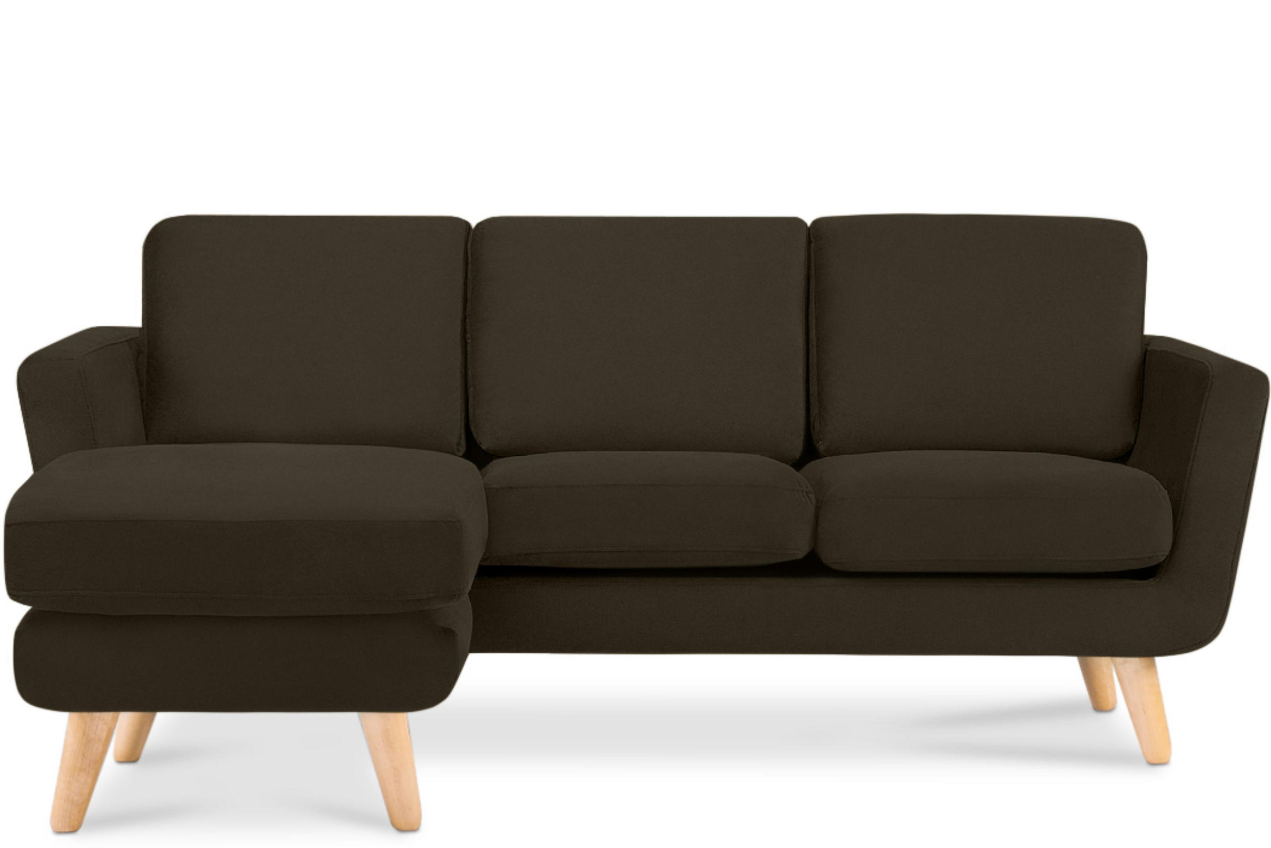 3-SITZER-ECKSOFA-LINKS TAGIO mit Ottomane , braun - Braun, Buchenholz/Textil (190/151cm) - KONSIMO®