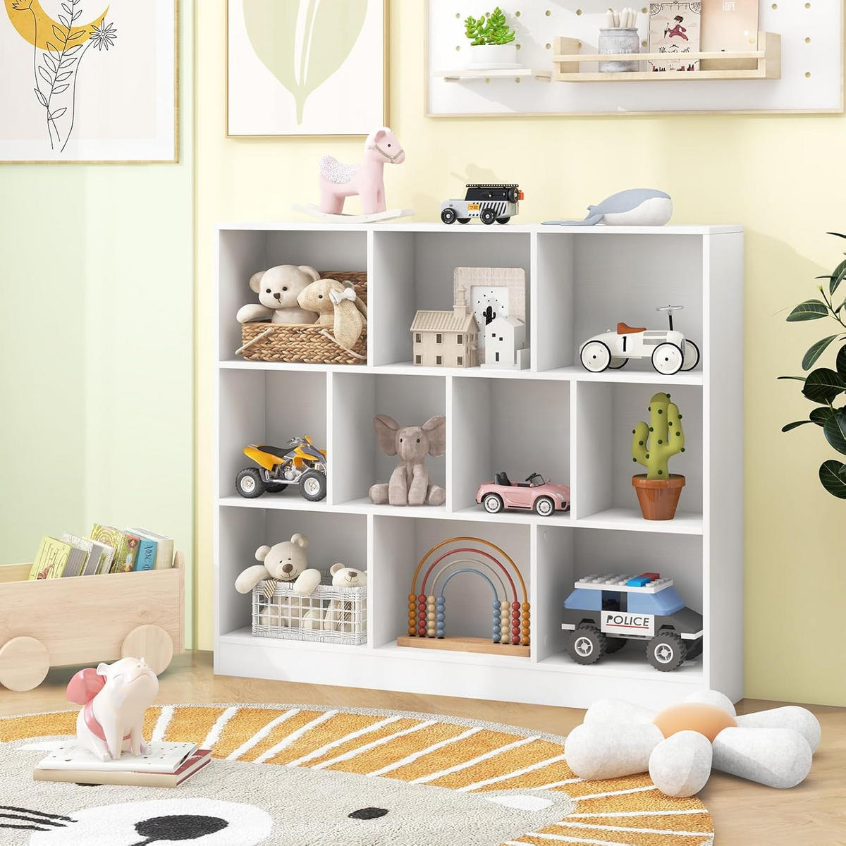 BÜCHERREGAL Weiß - Weiß, Holzwerkstoff (24/104/120cm) - COSTWAY