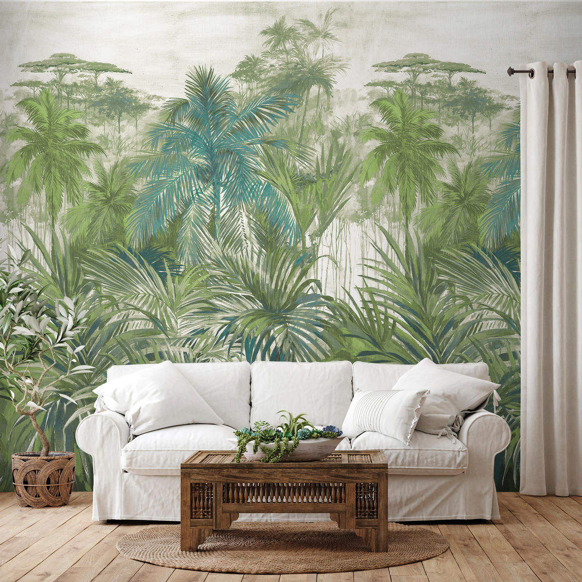 FOTOTAPETE Dschungelmuster 212 x 295 cm - Grün, Papier (212/295cm) - Sanders & Sanders