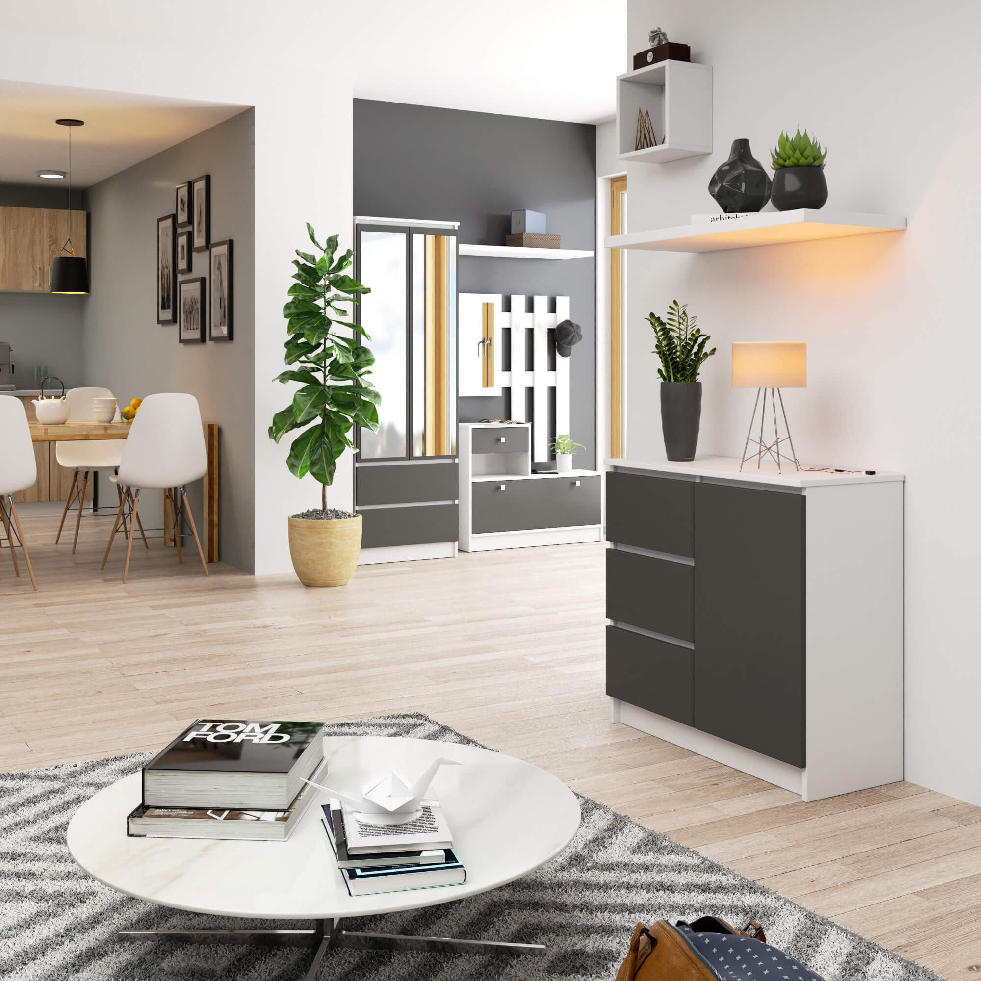 Thumbnail - Milordbikes Kommode, Weiß, Grau, Holz, 80x77x35 cm, Wohnzimmer, Kommoden & Sideboards, Sideboards