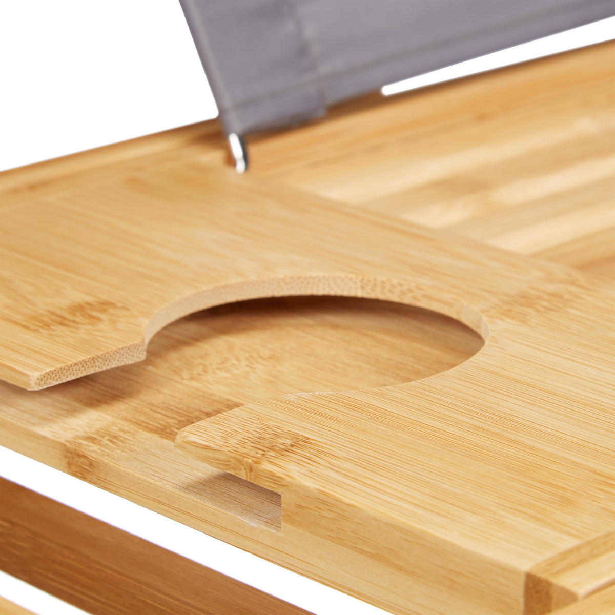 BADEWANNENABLAGE - Hellbraun, Holz/Textil (114/18/25cm) - Relaxdays