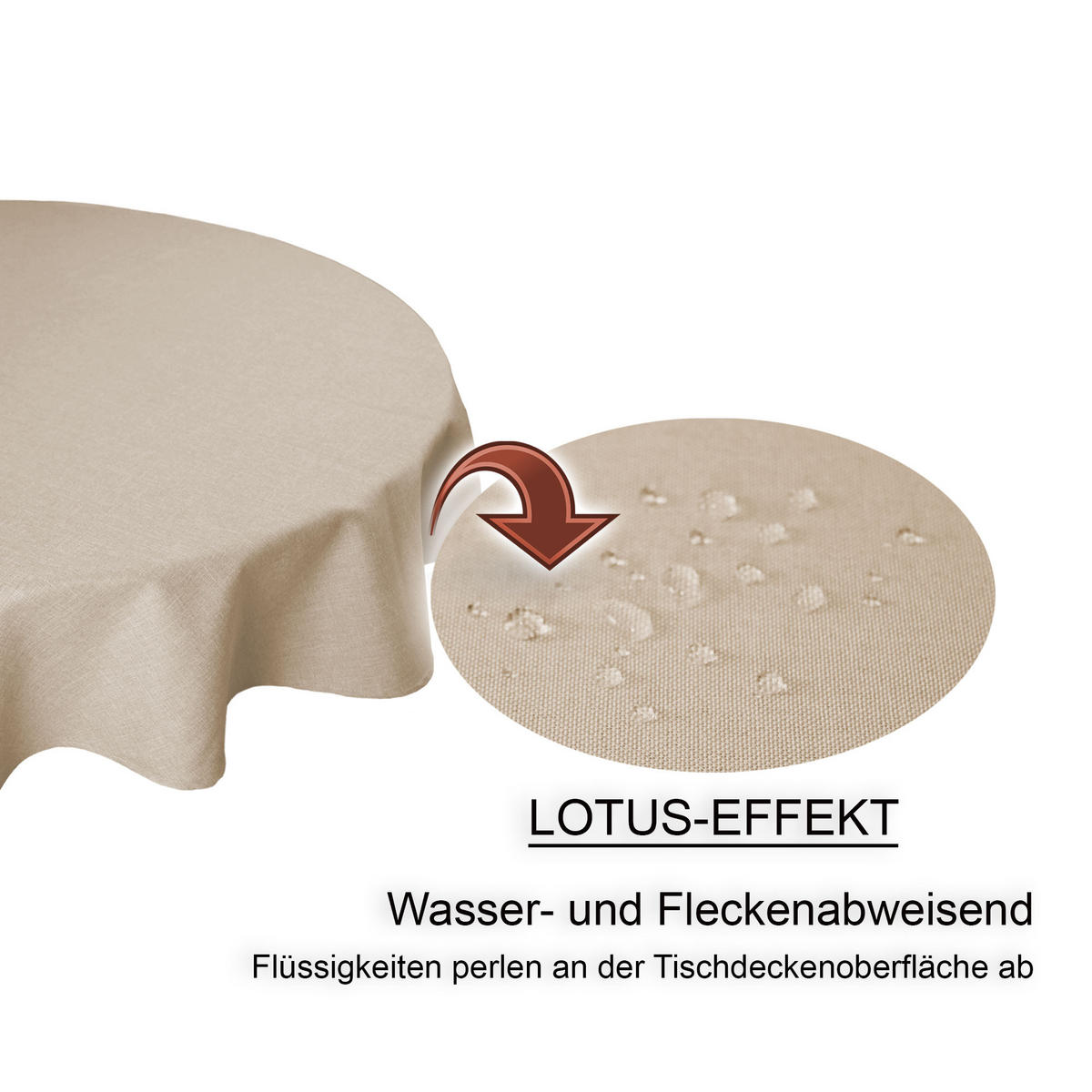 TISCHDECKE Leinenoptik 140 cm rund Beige Natur - Beige, Textil (140cm) - TiborTex