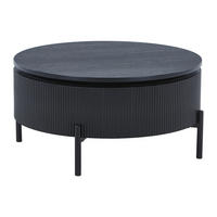 COUCHTISCH mit drehbarer Tischplatte - Eschenfurnier - Schwarz - NORVANE - Schwarz, Holz (80/80/40cm) - Vente-Unique