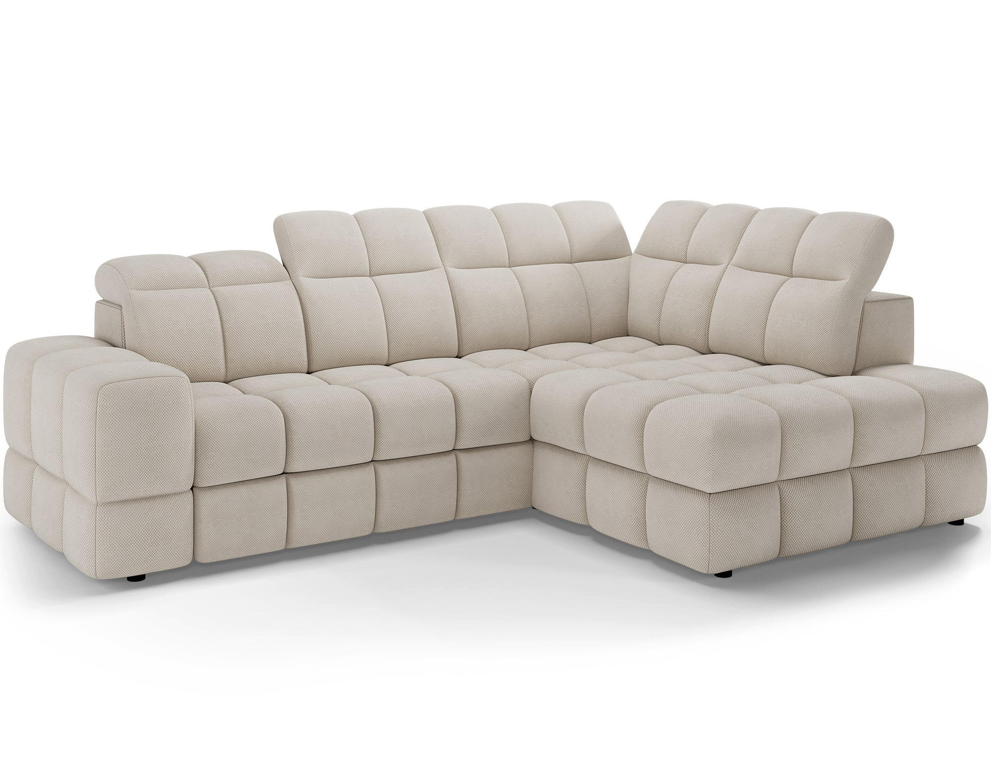 ECKSOFA Bronon mit Schlaffunktion und Bettkasten – Modernes Design, verstellbare Kopfstützen und verschiebbare Rückenlehnen - Beige, Kunststoff (296/109cm) - Wohnideebilder