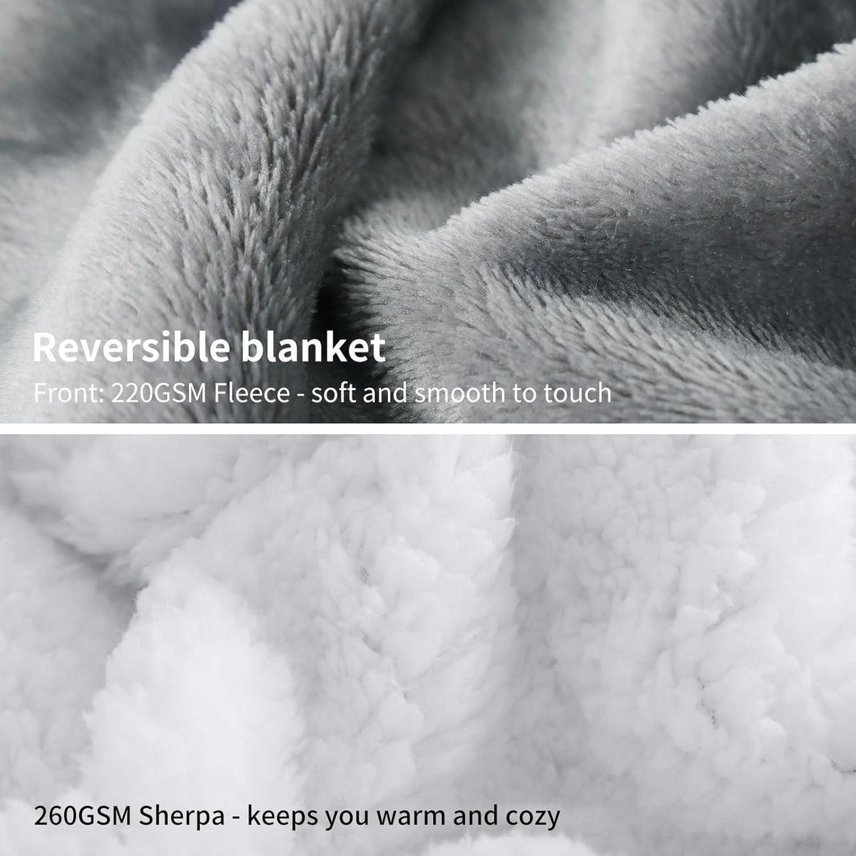 KUSCHELDECKE Sherpa Fleece 220 x 240 cm Grau - Grau, Textil (220/240cm)