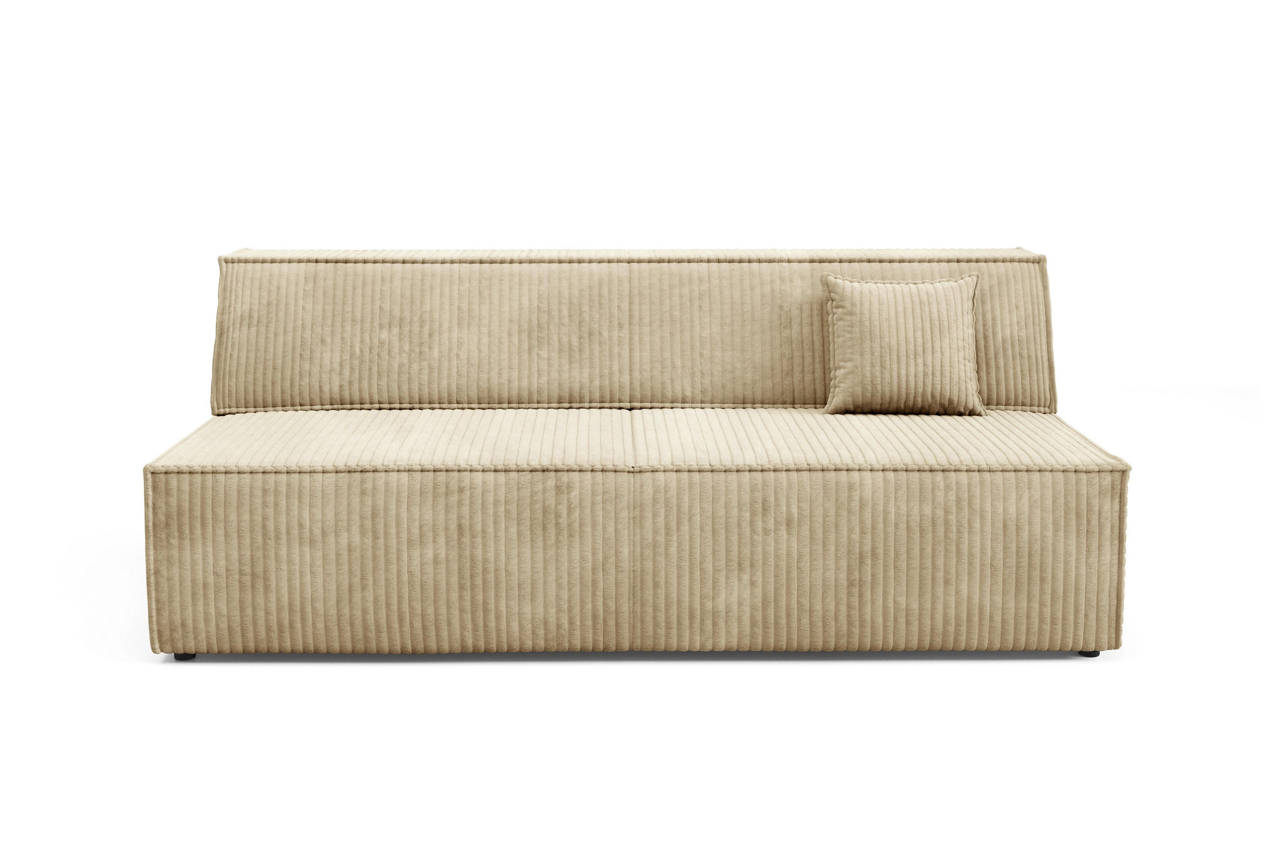 BETTSOFA TESSO Beige Kordstoff mit Schlaffunktion - Beige, Holz (202/74/94cm) - MASSENO