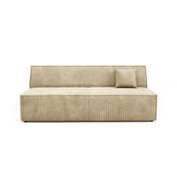 BETTSOFA TESSO Beige Kordstoff mit Schlaffunktion - Beige, Holz (202/74/94cm) - MASSENO