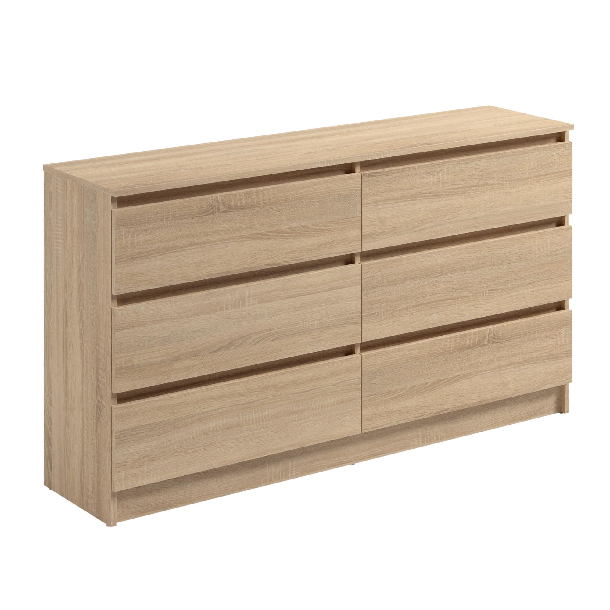 Home Collective KOMODA se 6 zásuvkami, šířka 140 cm, v barvě Sonoma