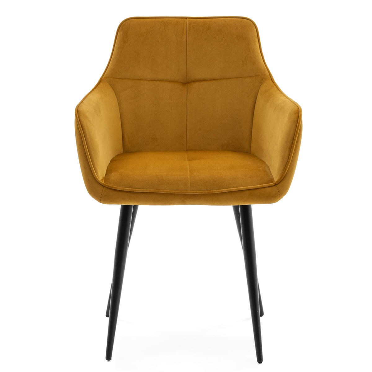 STUHL QUATTRO gepolstert mit Steppung - curry - Samt Velours - Currygelb/Schwarz, Textil/Metall (58/88/58cm) - NEW HOME