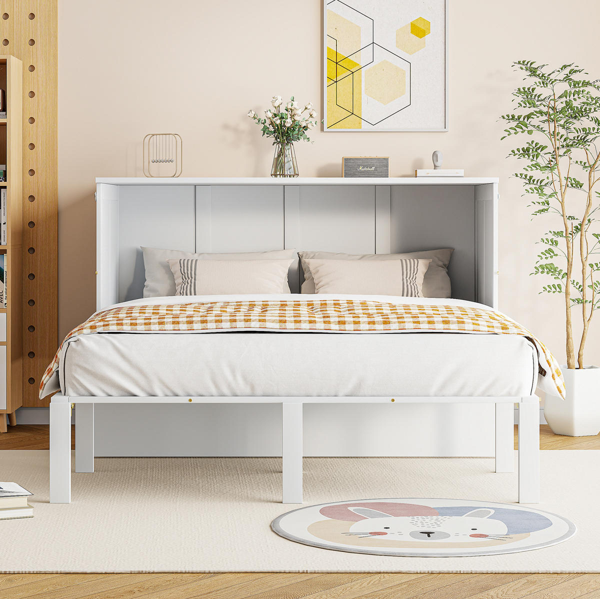 SCHRANKBETT 140/200 cm Weiß vertikal aus Holz mit Stauraum - Weiß, Holz (140/200cm) - MIVRAY