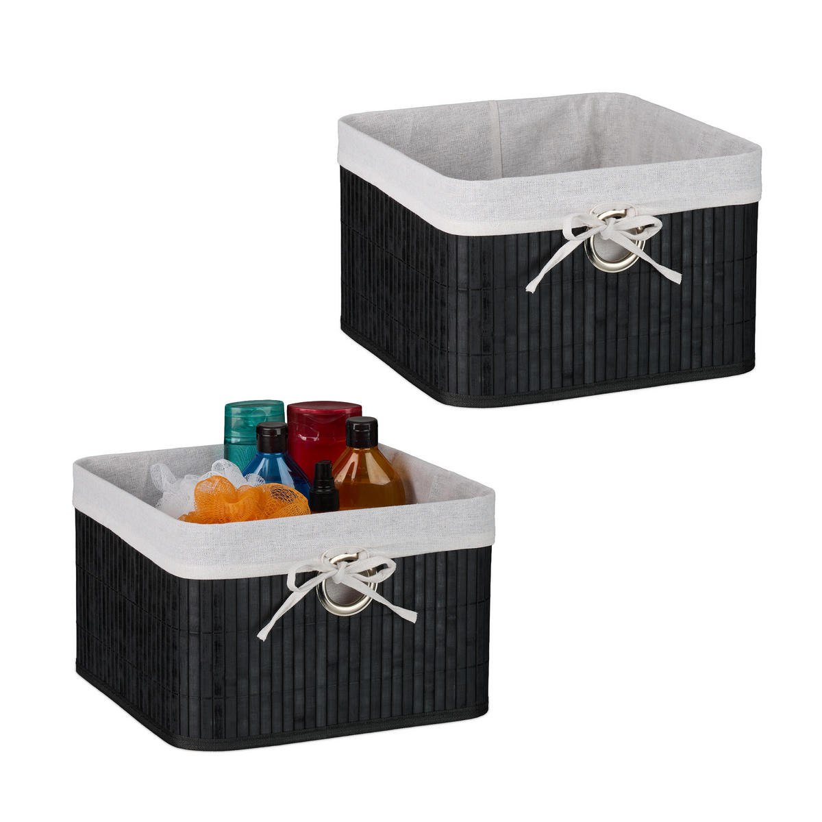 SÚPRAVA úložných košov - viacfarebná, kov/drevo (31/20/31cm) - Relaxdays