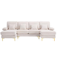 WOHNLANDSCHAFT 265/135/88 cm in Beige mit LED-Beleuchtung und USB-Anschluss - Beige, Textil (135/88/265cm) - Flora Grace