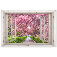 GARTENPOSTER Japanisch - Sakura - Blüte - Baum - Blütenzweige - Durchsichtig 180x120 cm - Rosa, Kunststoff (180/120/0.2cm)