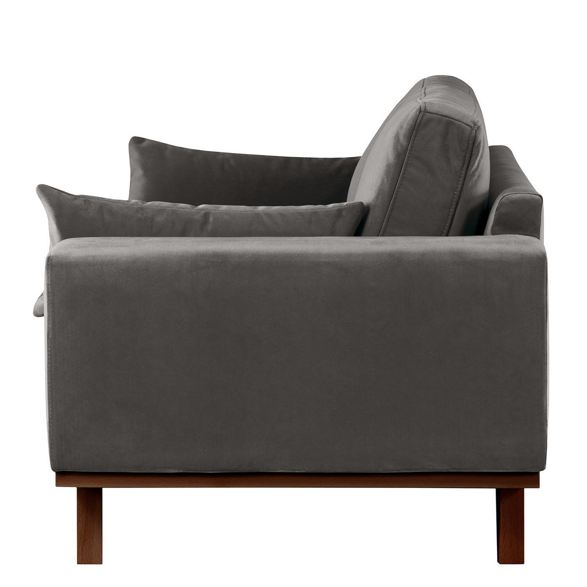 2-SITZER SOFA - Dunkelgrau/Buchefarben, Buchenholz/Textil (197/81/88cm) - home24