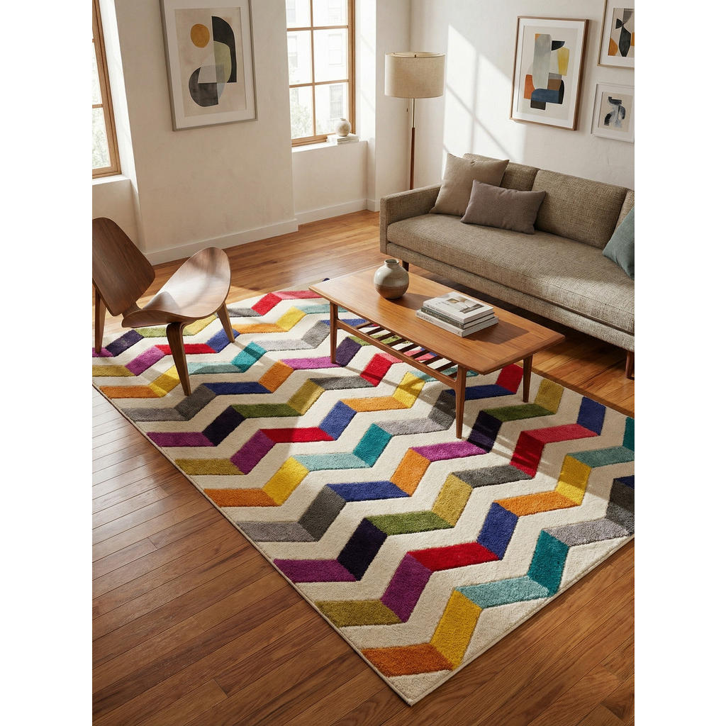 Thumbnail - Kadima Design Teppich, Mehrfarbig, Textil, Grafikmuster, Rechteckig, 120x170 cm, pflegeleicht, Teppiche & Böden, Teppich...