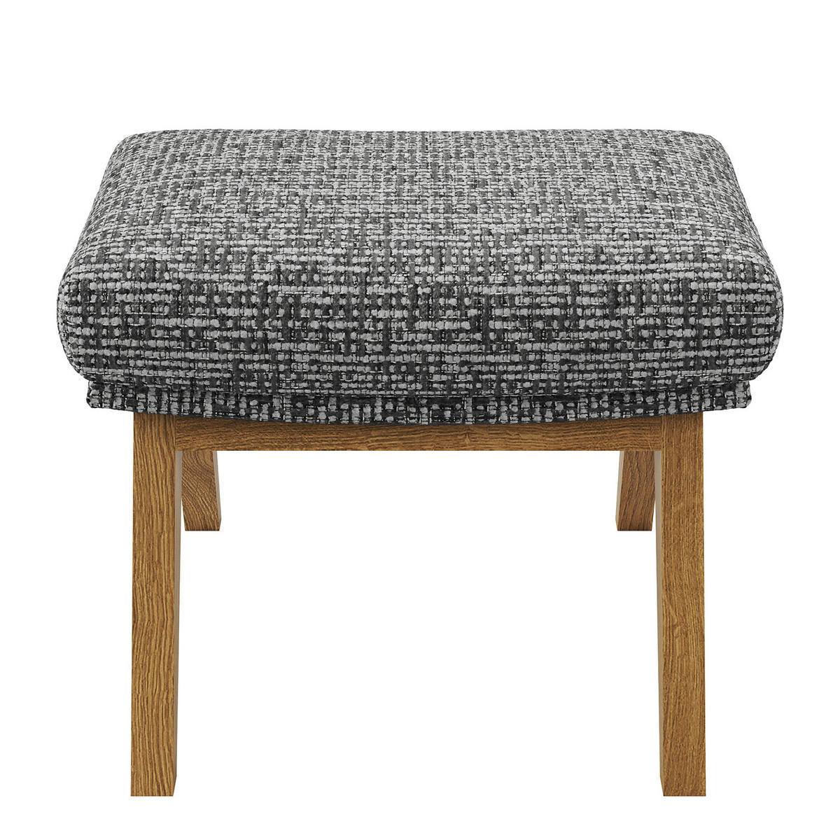 HOCKER mit Holzfüßen - Eichefarben/Grau, Eichenholz/Textil (54/41/41cm) - home24