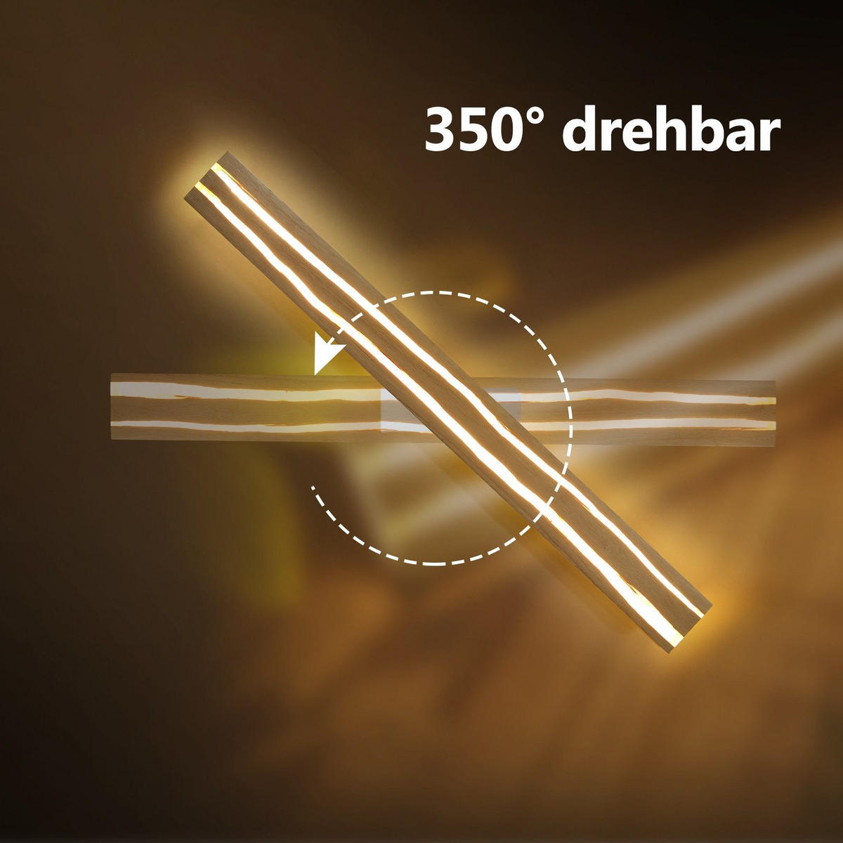 LED WANDLEUCHTE BURGESS Ⅲ 80/10/7 cm - Braun, Holz (10/7/80cm) - Nettlife