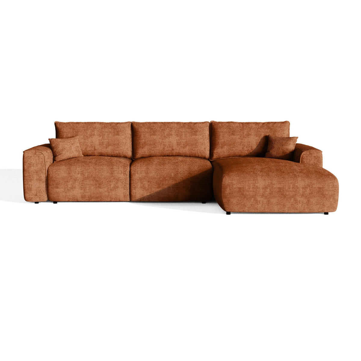 ECKSOFA rechtwinklig COMO Cord Terrakotta 297cm - Dunkelorange/Terracotta, Textil (297/167cm) - Premium Interiors
