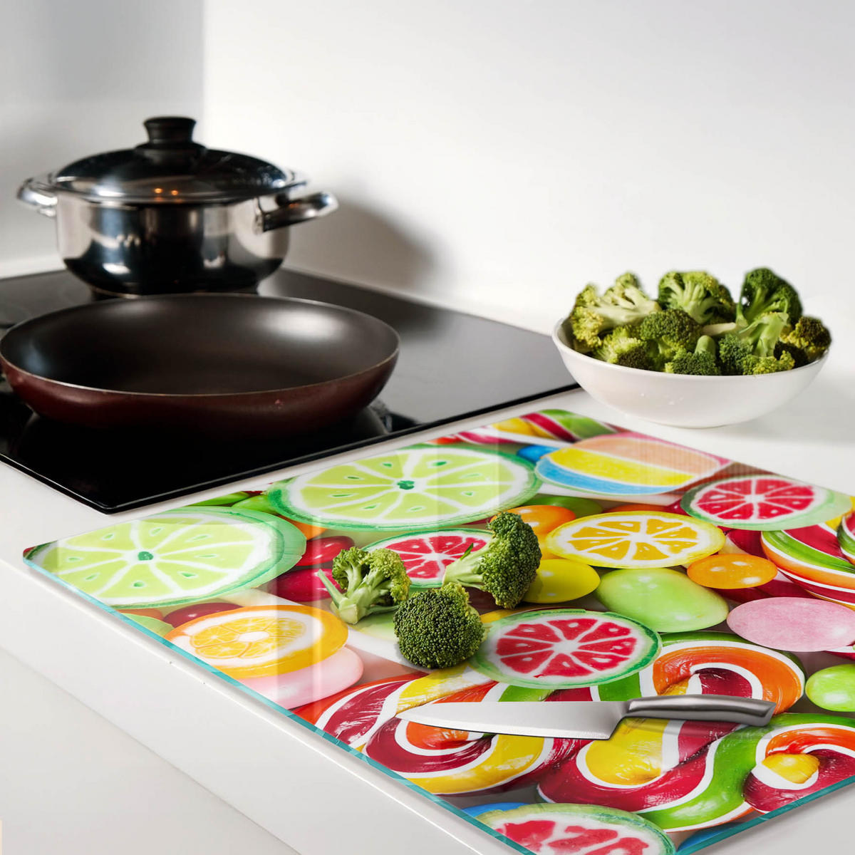 GLASPLATTE 60x52 cm Bunte Süßigkeiten - Multicolor, Glas (60/0.4/52cm) - TULUP