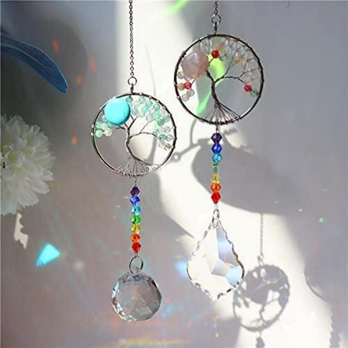 WINDSPIEL Lebensbaum Kristall Anhänger Schwarz - Multicolor, Metall (34.8/5/5cm)