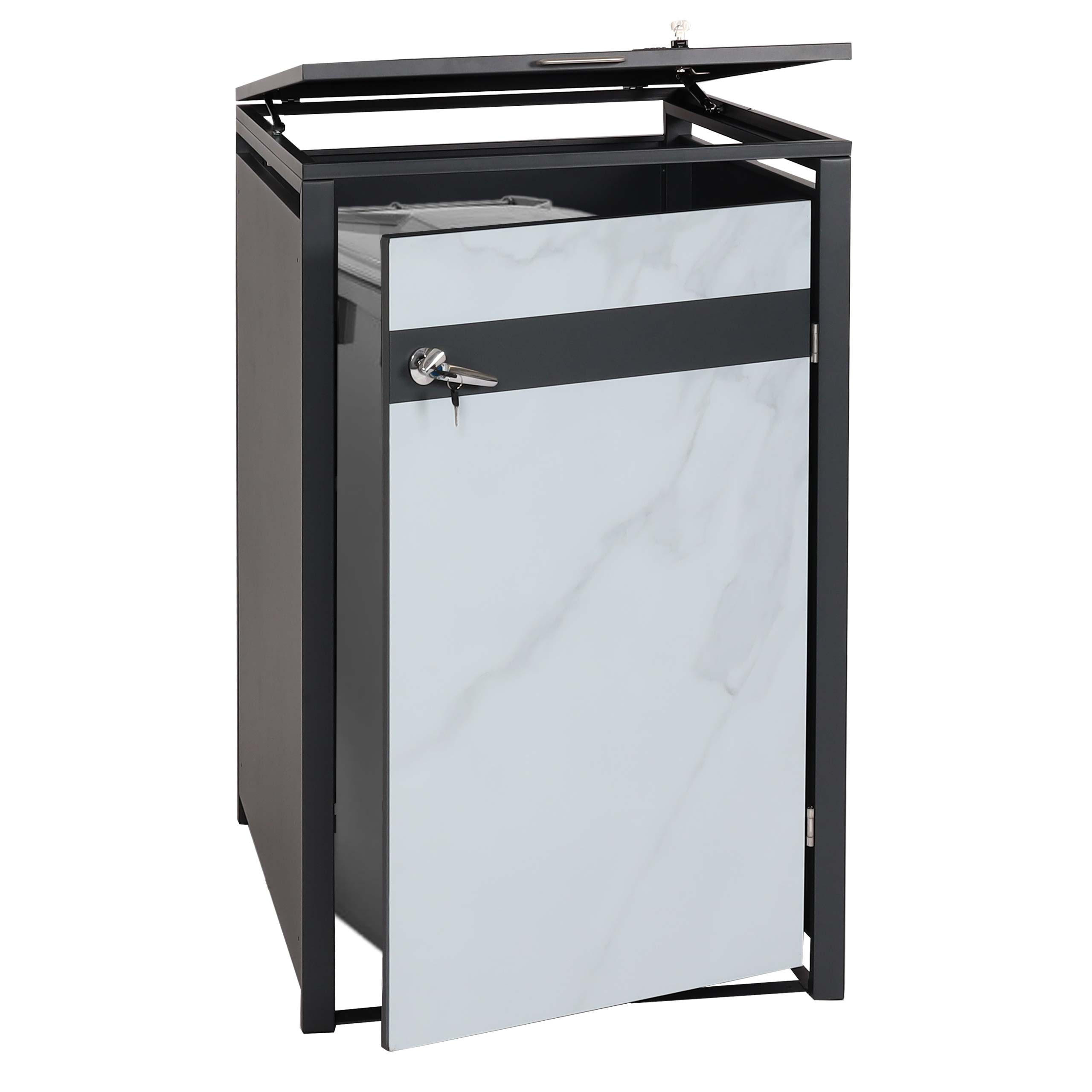 MÜLLTONNENBOX 1er 117x68x80cm Anthrazit Marmor-Optik hell - Creme, Metall (68/117/80cm) - PROREGAL