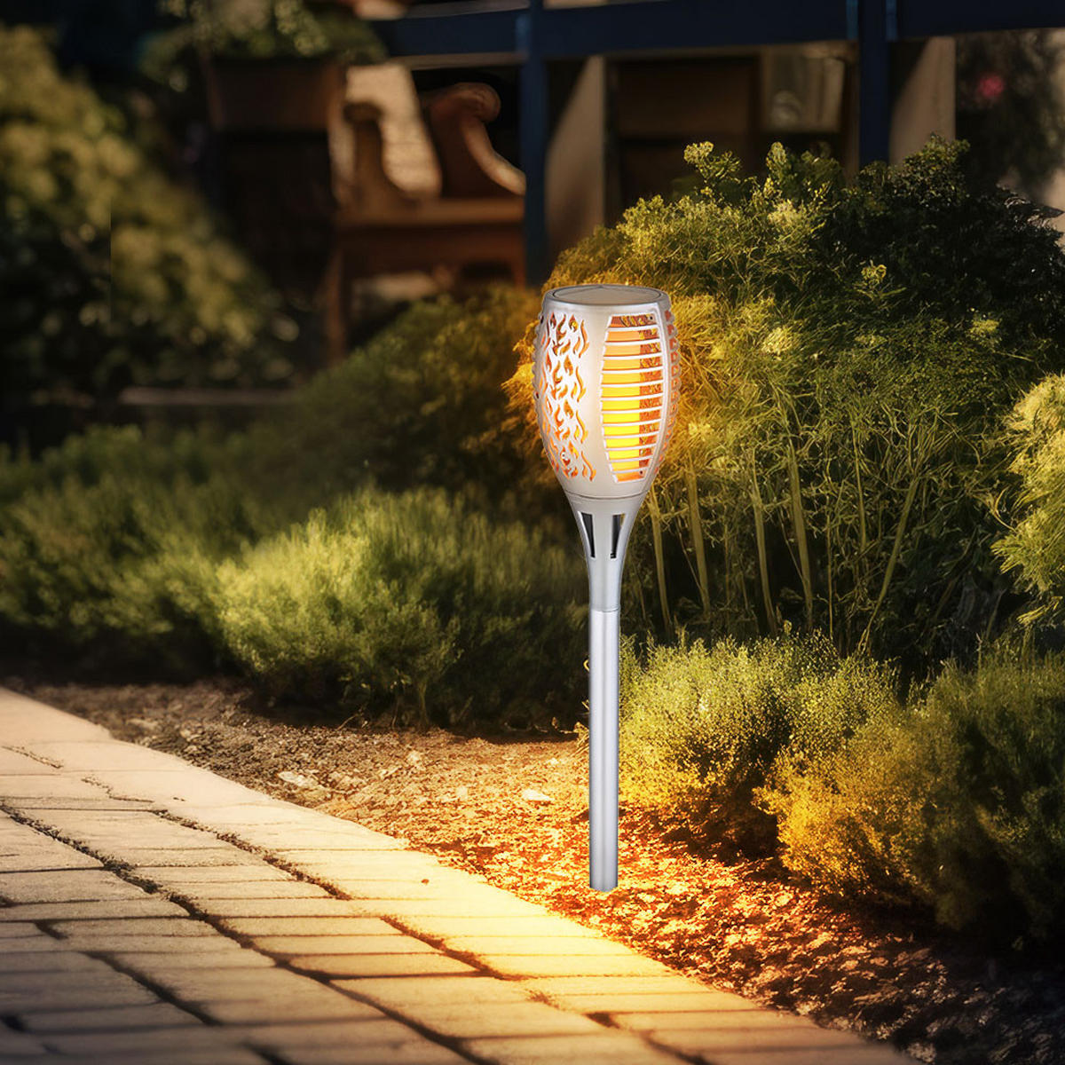 LED AUSSENLEUCHTE Solarleuchte Silber Kunststoff - Silberfarben, Kunststoff (10/10/58cm)