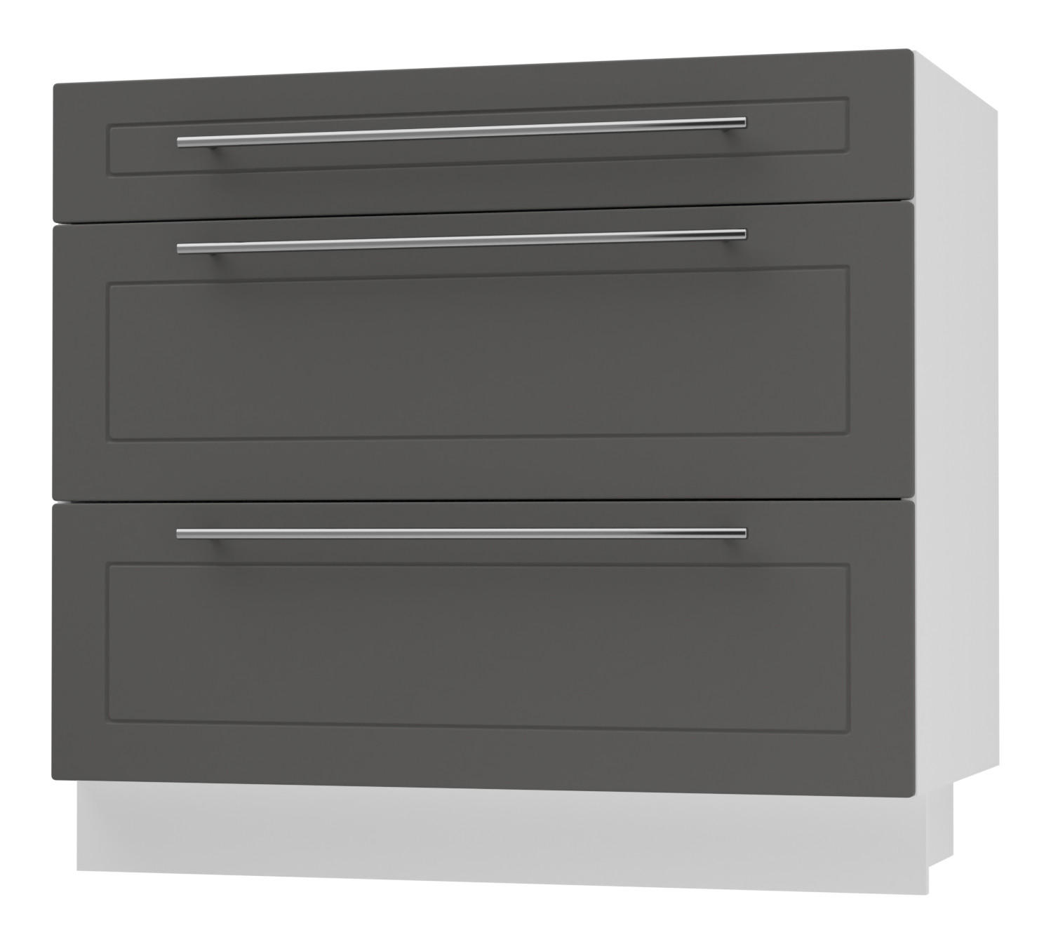 SCHUBLADENUNTERSCHRANK Kvantum D3A/90 90 / 50 / 82cm - Graphitfarben/Weiß, Holz/Holzwerkstoff (90/82/50cm) - Feldmann-Wohnen