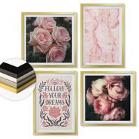 WANDBILDER 4er Set - 50x50 cm & 40x60 cm Goldrahmen - Vintage-Rosen-Marmorträume - Goldfarben, Kunststoff (50/50cm) - ArtPrintCave