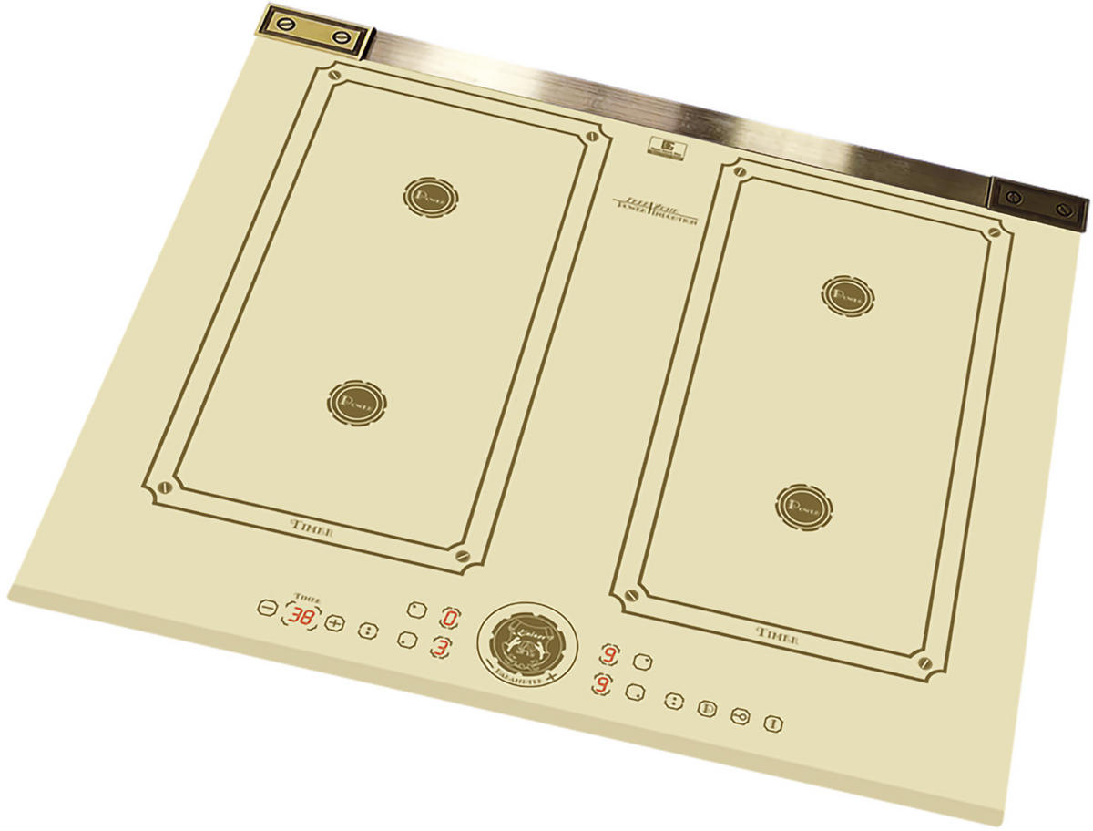 BACKOFEN-SET Einbau Backofen 60cm EH 6355 ElfEm+KCT 6745 ElfAD Induktions-Kochfeld, 60 cm - Creme, Metall (59.4/59.4/57.5cm)