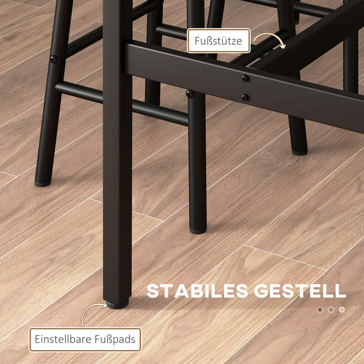 BARTISCH-SET, MDF, Stahl, Rustikal-Braun - Braun, Kunststoff (40/90/105cm) - HOMCOM