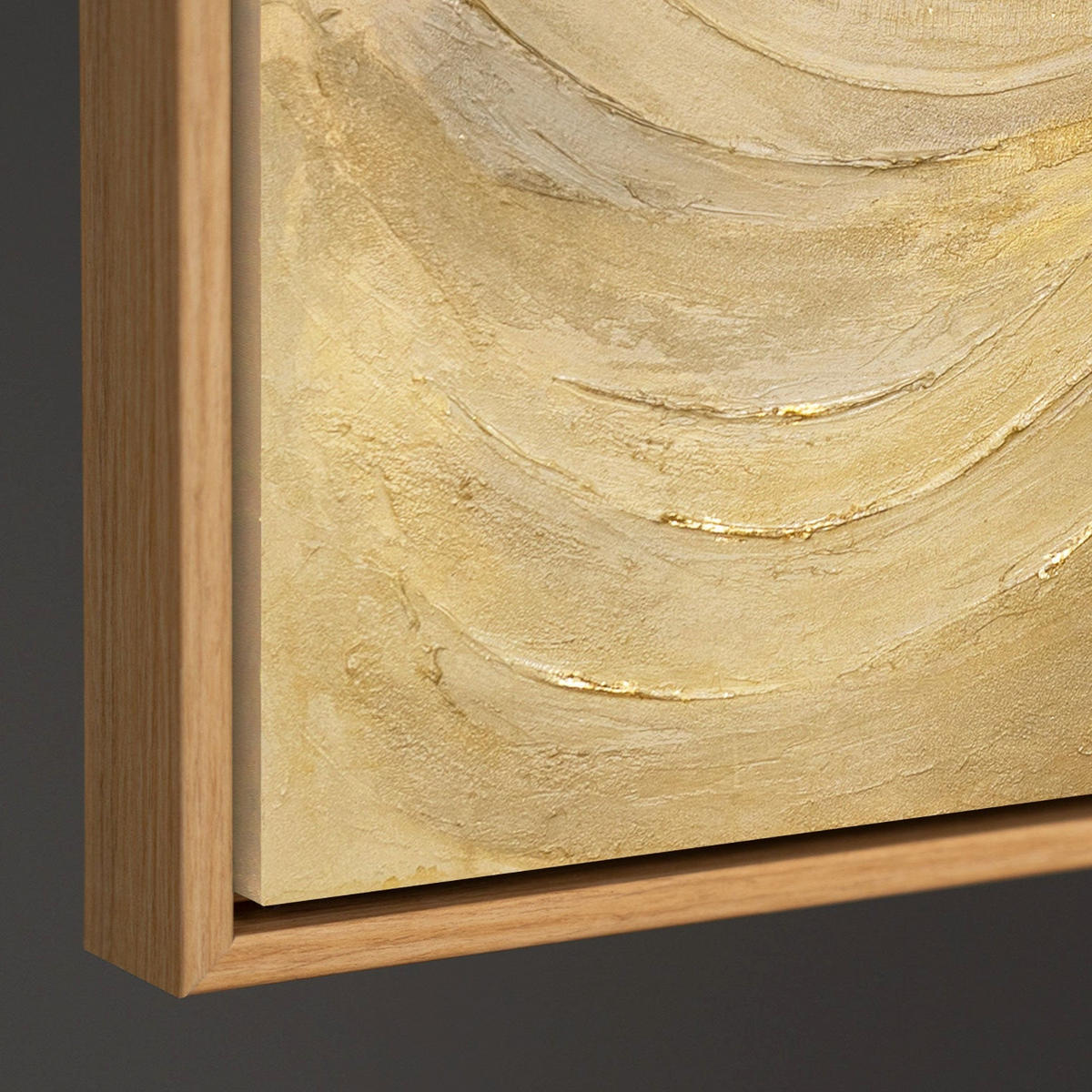 GEMÄLDE Kreise der Zeit Schattenfugenrahmen Eichefarben 120x80 cm - Eichefarben, Holz (120/80cm) - YS-art gallery