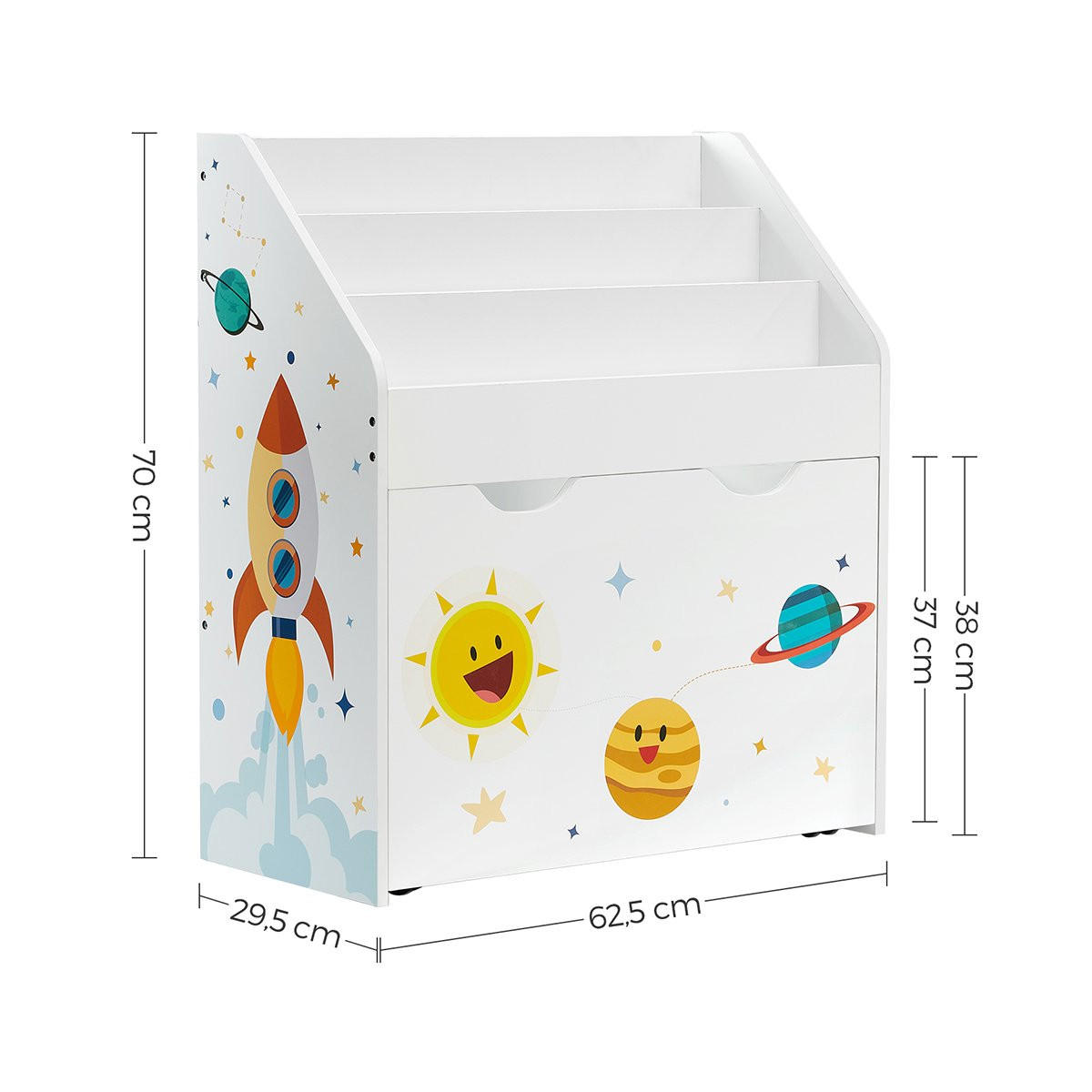 REGAL für Kinder mit Bücherregal - H70 cm - Weiß, Holzwerkstoff (29.5/70/62.5cm) - Calicosy