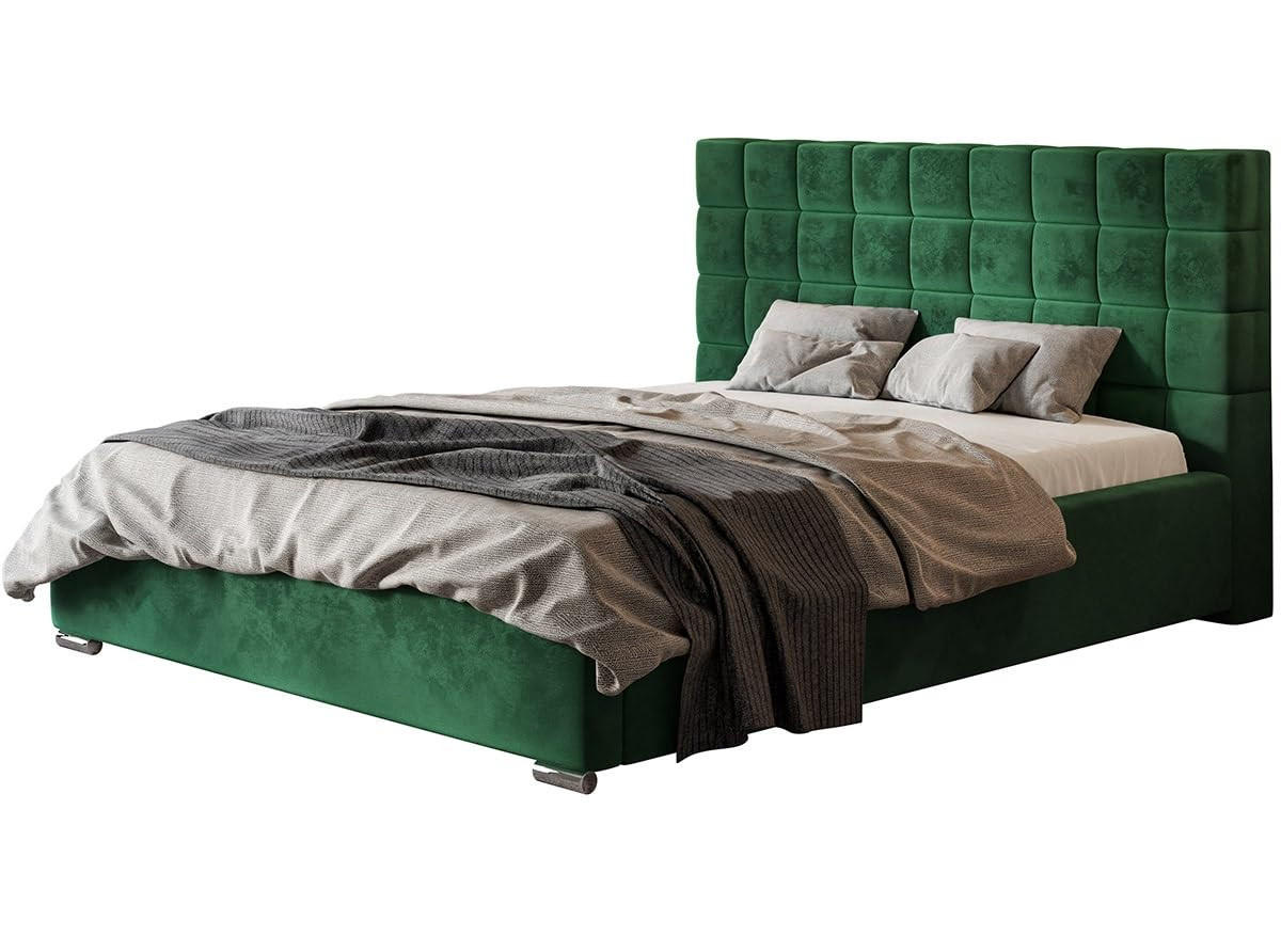 POLSTERBETT Porto mit Kopfteil, 160x200 cm, Doppelbett mit Bettkasten und Lattenrost aus Holz, Velourstoff Grün - Grün, Holz/Textil (160/200cm) - Alpi-Möbel