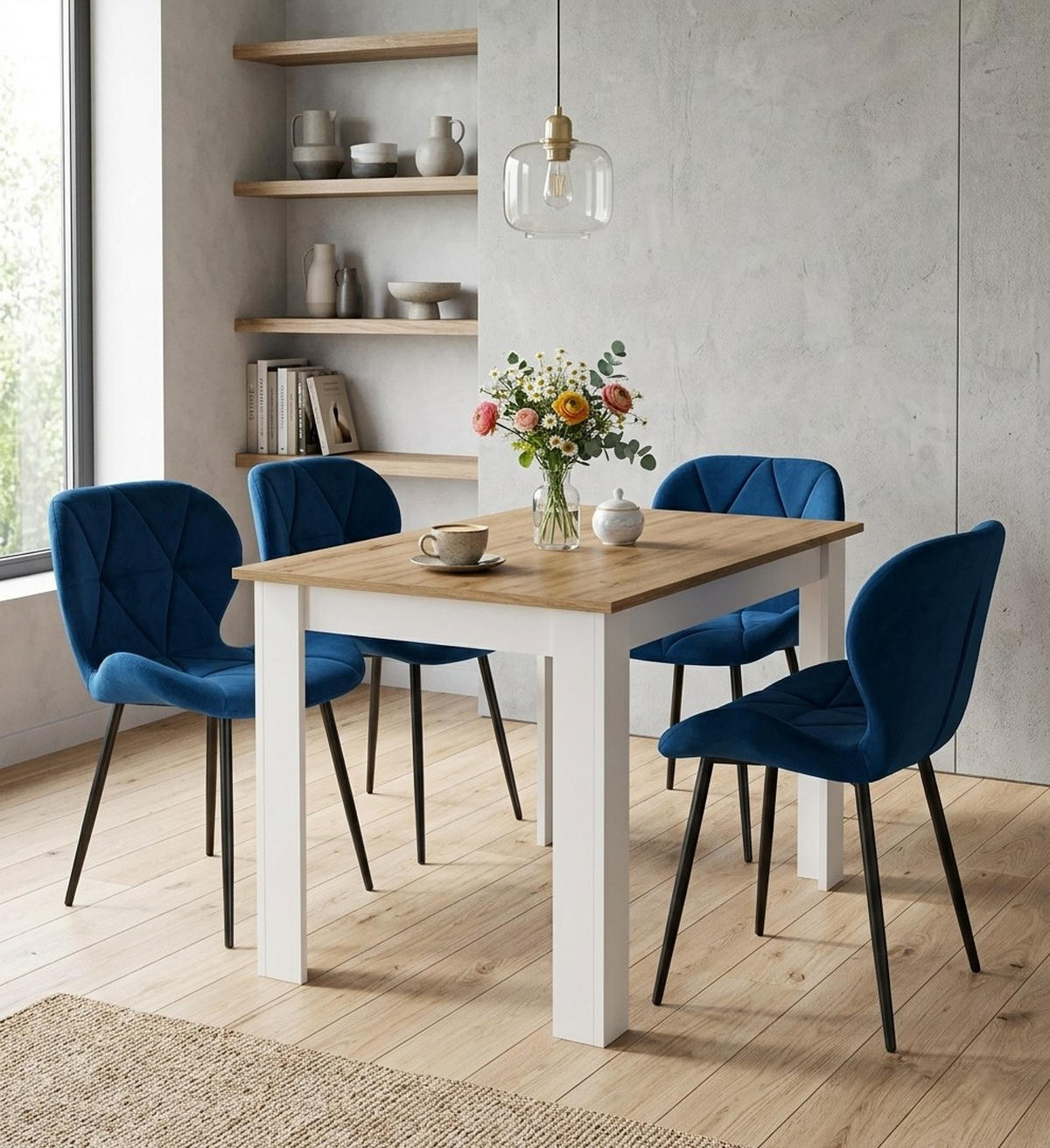 STUHL Samt Dunkelblau 46x53 cm MANGO 4 Stück - Dunkelblau, Kunststoff (46/49/53cm)