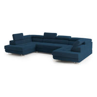 ROHOVÁ SEDAČKA RAGGIO modrá - modrá/stříbrná, kov/dřevo (336/202cm) - MASSENO