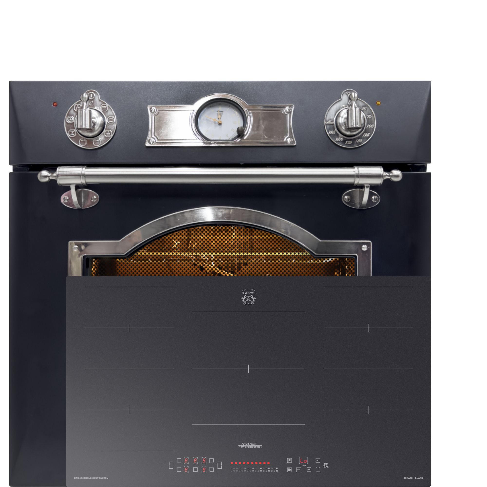 EINBAU-BACKOFEN EH 6355 Em Sil+KCT 9110 FI Induktionskochfeld 90 cm - Schwarz, Metall (59.4/59.4/57.5cm) - Kaiser Küchengeräte