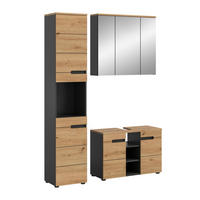 BADMÖBEL Set Canu 3tlg. Bad Kombination (B/H/T: 133x193x34cm) - Eiche Artisan, Holzwerkstoff (133/193/34cm)