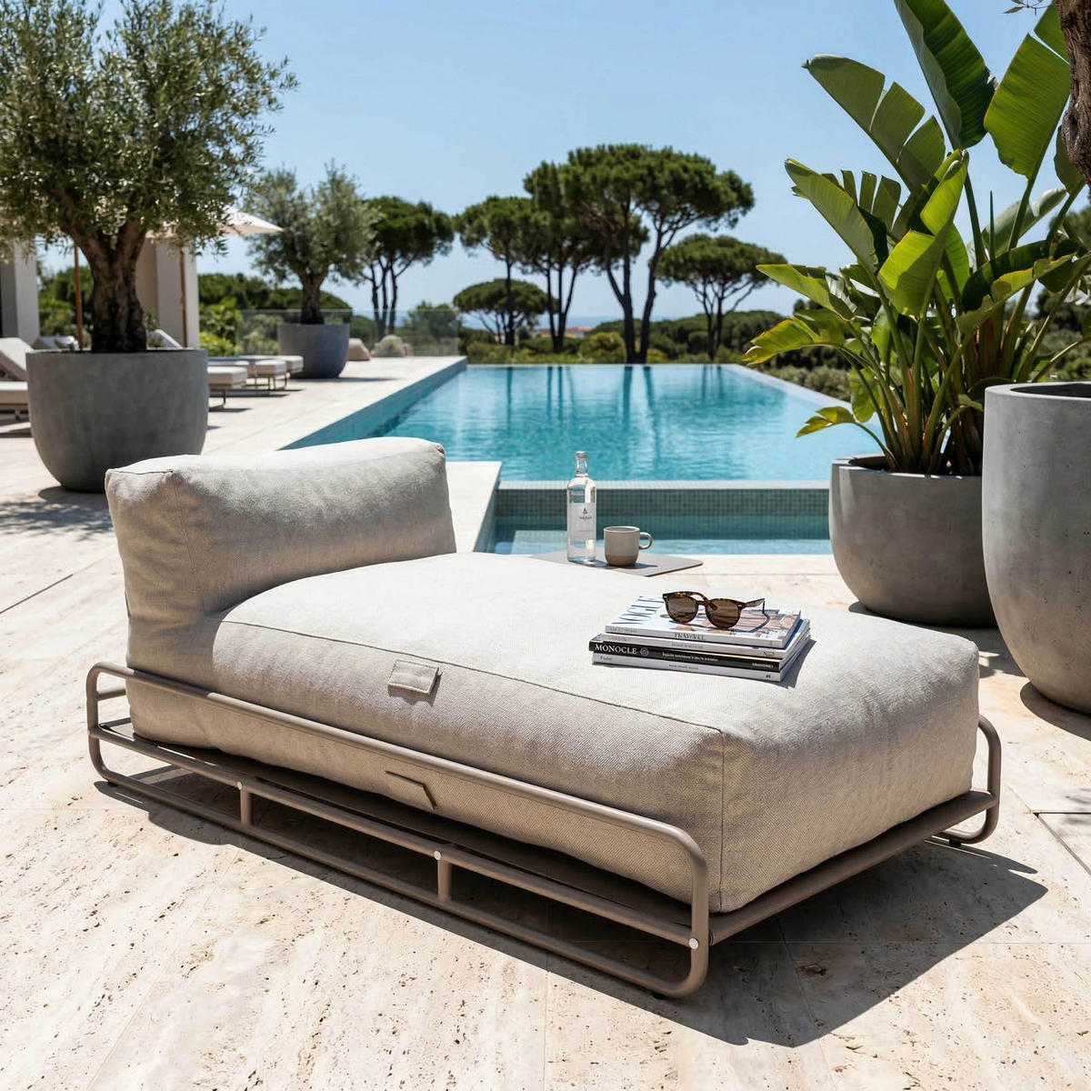 GESTELL für Chaiselongue, beige - Beige, Metall (94/30/171cm) - Oviala
