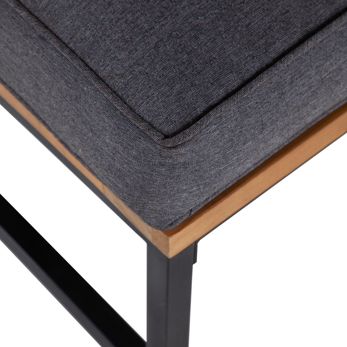 LOUNGEECKE - Polyester / Akazie massiv - Grau / Braun - Braun/Grau, Holz/Textil (68/79/82cm) - home24