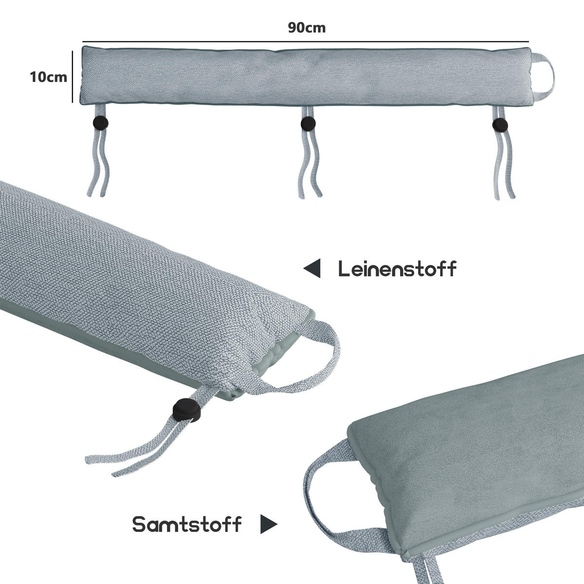 ZUGLUFTSTOPPER 90 cm winddicht - Grau, Textil (12/90cm) - Vercart