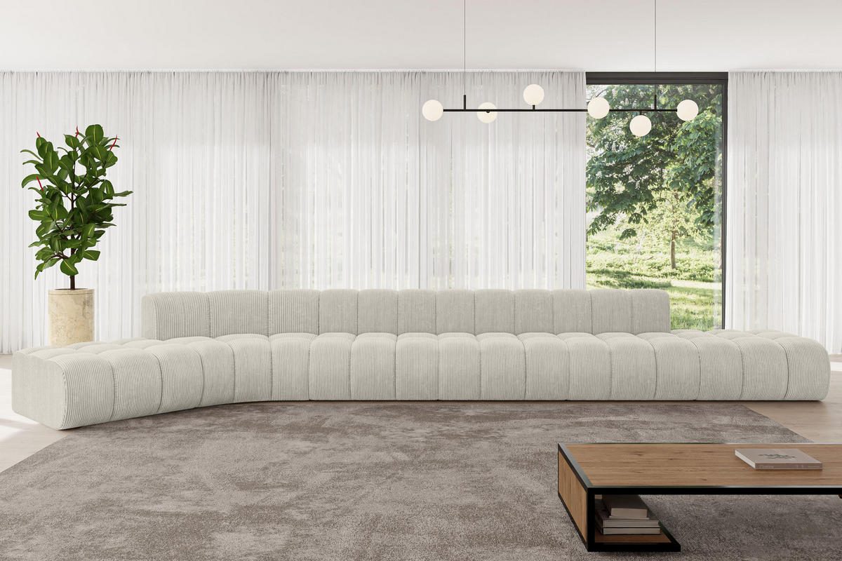 ECKSOFA modulares Sofa Solven-L3 - 562x174x70 cm Creme - Hellgrau/Creme, Holzwerkstoff/Textil (562/174cm) - ALTDECOR