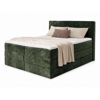 BOXSPRINGBETT Mollo Max - 140x200 - grün (Tilia 39, Cord) - Schwarz/Grün, Holz/Holzwerkstoff (140/200cm) - Sofnet