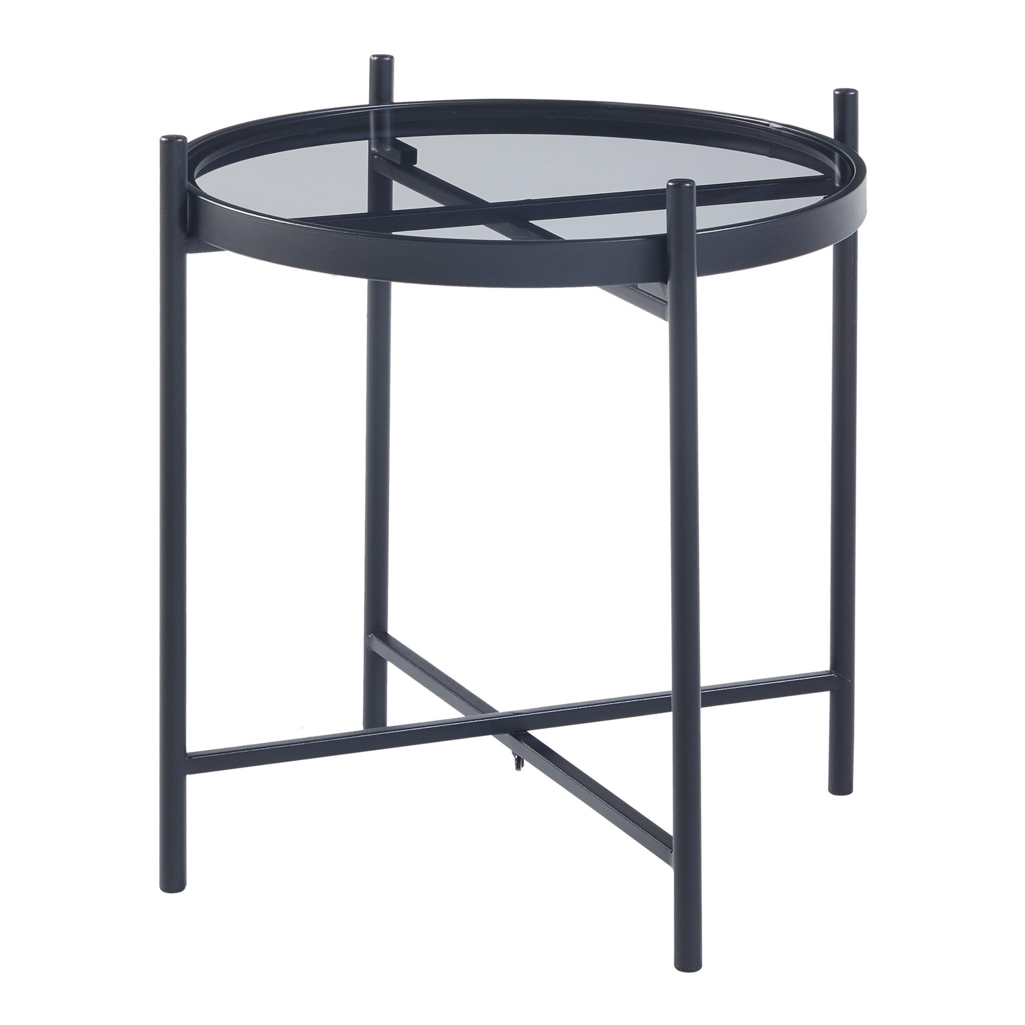 BEISTELLTISCH Lier - Schwarz, Glas/Metall (41.5/41.5/46cm) - [en.casa]