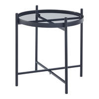BEISTELLTISCH Lier - Schwarz, Glas/Metall (41.5/41.5/46cm) - [en.casa]