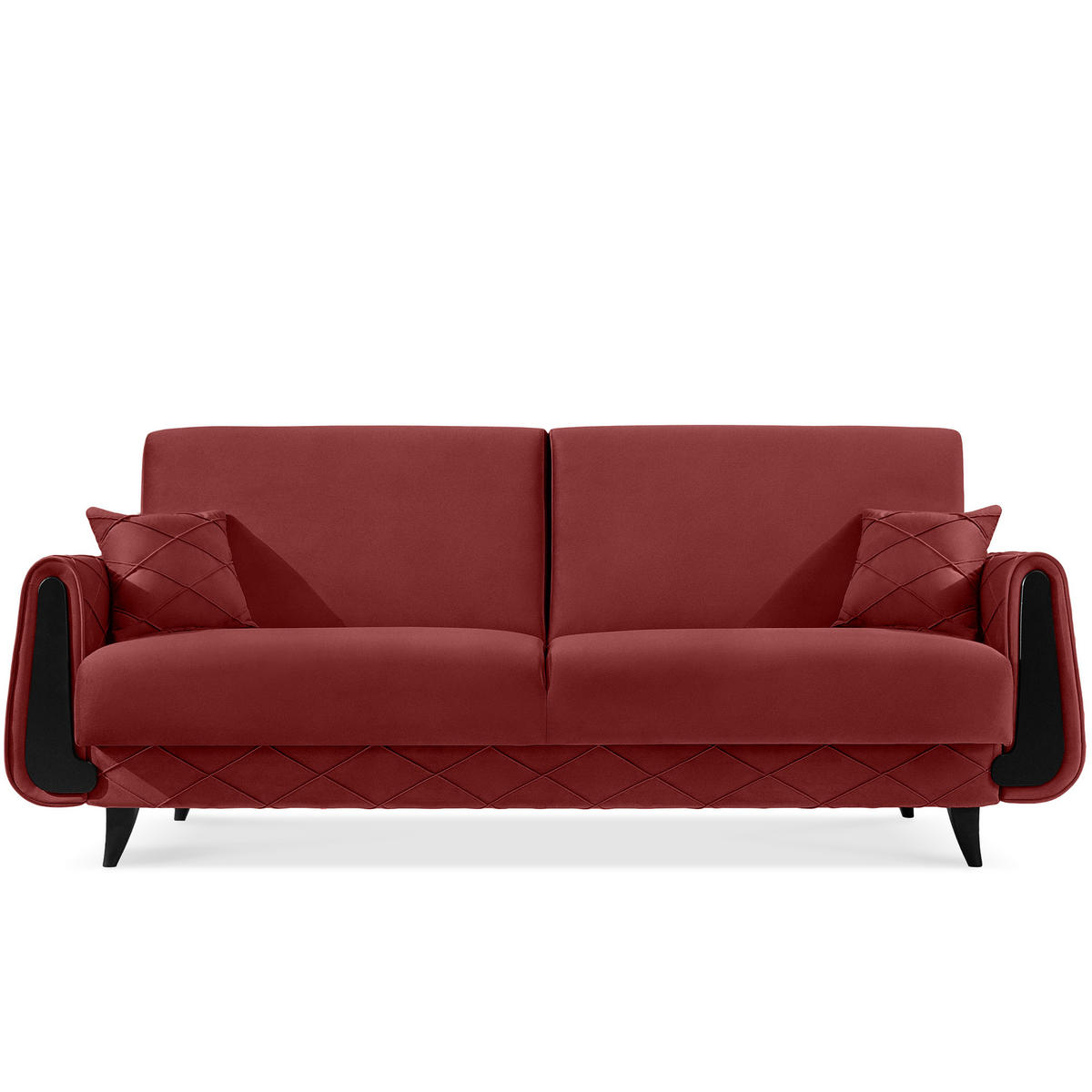 3-SITZER-SOFA GUSTAVO III Sofa 3 Velours, Bordeaux - Bordeaux, Holz/Holzwerkstoff (230/98/98cm) - KONSIMO®