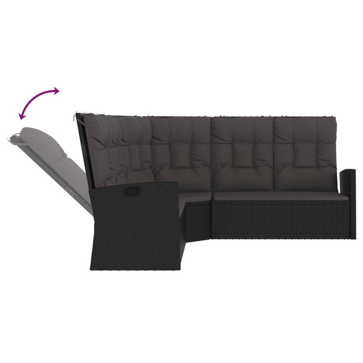 GARTEN-LOUNGE-SET 3-teilig Mit Kissen Schwarz Poly Rattan - Schwarz, Kunststoff - vidaXL
