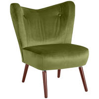 SESSEL Kathy Bezug Samtvelours Buche nussbaum dunkel / oliv - Grün, Kunststoff (70/86/69cm) - 58aufmkessel