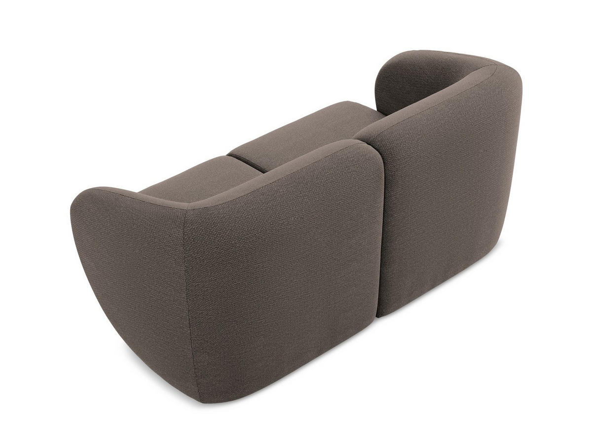 2-SITZER-SOFA Bouclé Stoff Braun - Schwarz/Mokka, Holzwerkstoff/Kunststoff (174/75/94cm) - Makamii